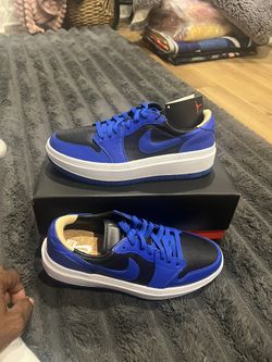 Women’s Size 12, Air Jordan 1 Elevated low black and hyper royal blue and white brand new original box