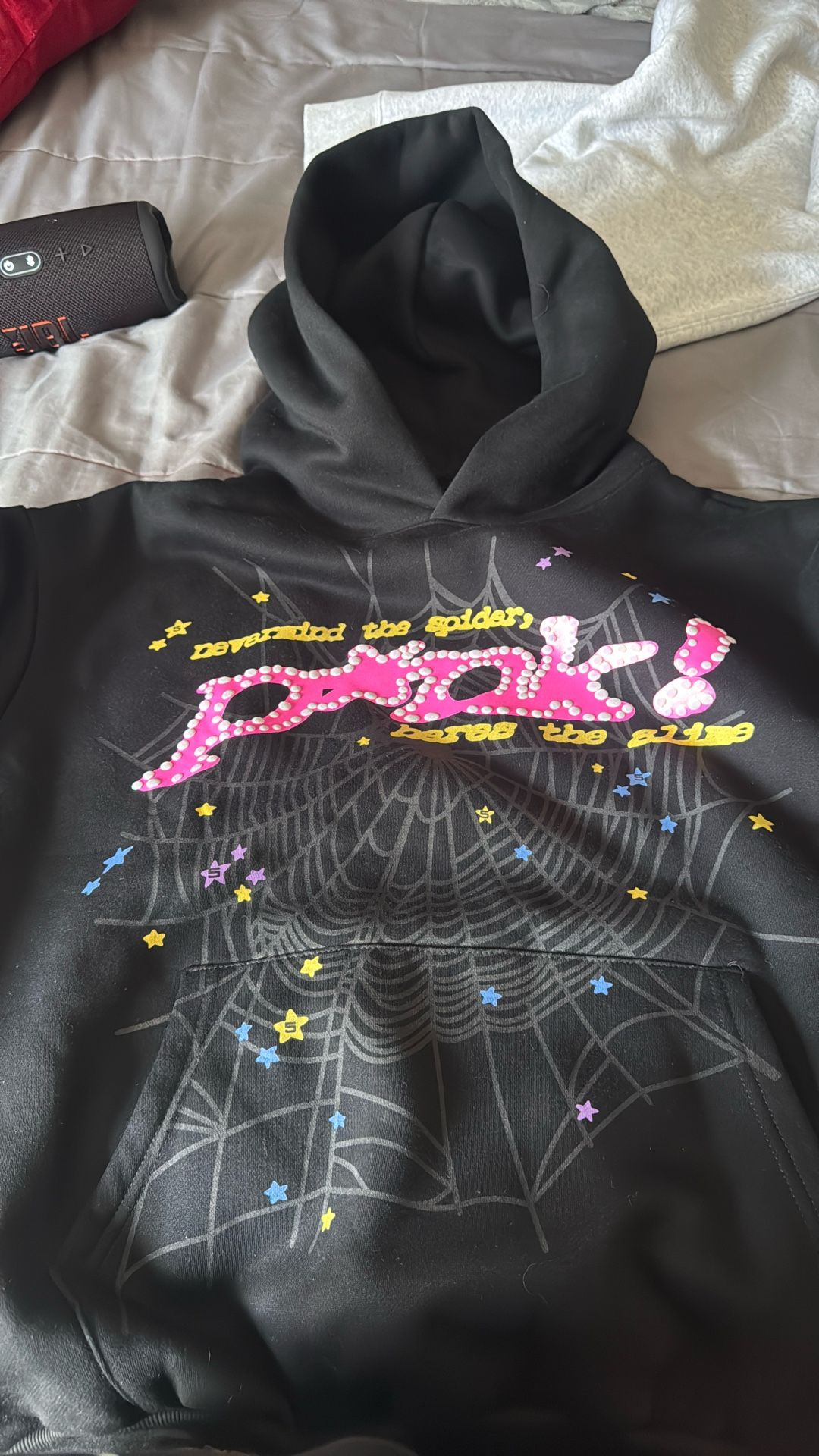 Spider Hoodie , Medium, Black