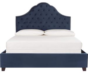 Safavieh Home Beckham Contemporary Navy Velvet Bed, Full