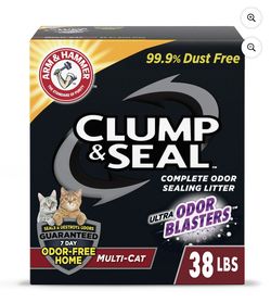 ARM & HAMMER Clump & Seal Cat Litter Multi-Cat Complete Odor Sealing Clay Clumping Cat Litter, 38 lb