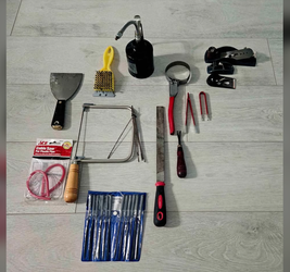 Vintage Hand Tool Lot Woodworking Block Planes Coping Saw Files Chisels Workshop Lot - 14 Pieces