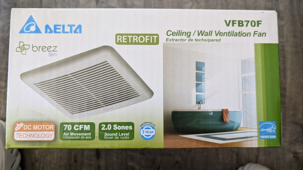 Delta Ceiling /Wall Ventilation Fan, New In Box Sealed
