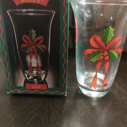 Vintage Christmas Ribbon And Holly Glass Vase