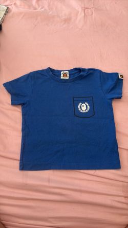 BAPE KIDS Royal Blue Faux Pocket Laurel Ape Head Tee Size 100 3T Authentic