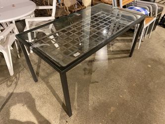 Outdoor Table with Metal Frame and Glass Top