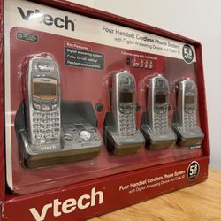 Vtech Four Handset Cordless Phone System w/ Digital Answering Device & Caller ID