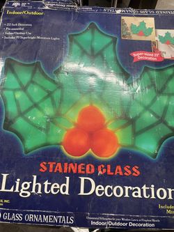 (2) Lighted Indoor Outdoor Holly Xmas Decorations 