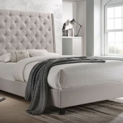 Brand New Khaki  Upscale Design Queen Size Bed Frame 