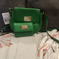 Brand New  Michael By Michael Kors Cross Body Bag In Palm Green With Matching Coin Purse 