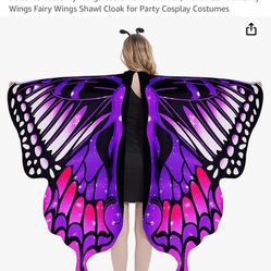 DSLONG Butterfly Wings Costume for Women, Halloween Butterfly Wings Fairy Wings Shawl Cloak for Party Cosplay Costumes