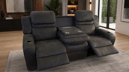Beautiful elegant upscale luxury Plush All Electric powered Double Recliner And Headrest