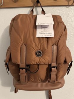 NEW Joan & David 18" Puffer Sport Nylon Workbook Backpack Laptop Brown JDB2027