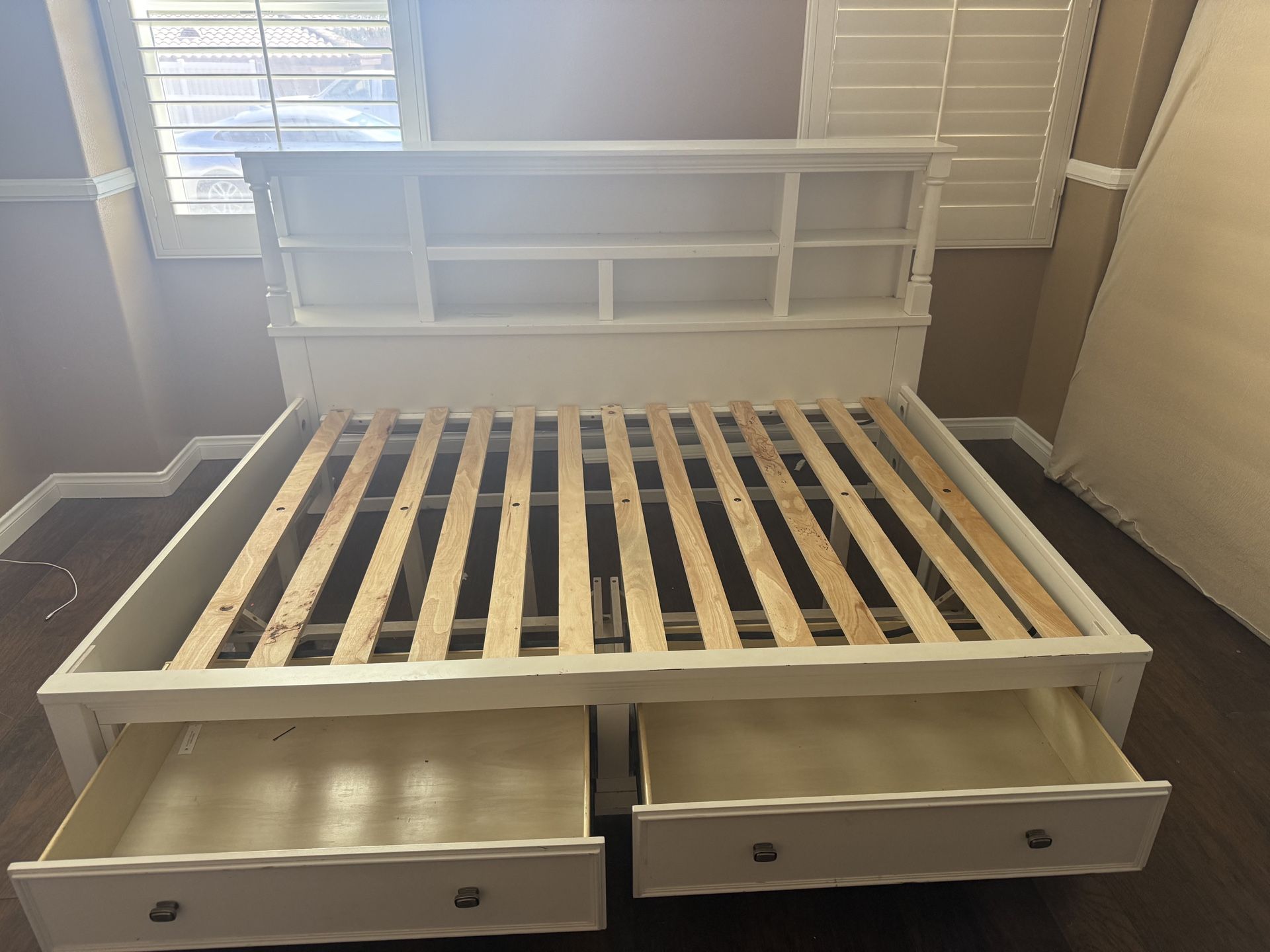 White bed frame with drawers BEST OFFER
