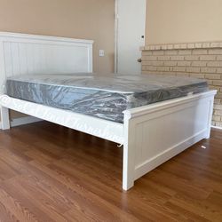 White Queen Bed With Mattress 