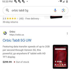 Orbic Tab 8 5g Verizon