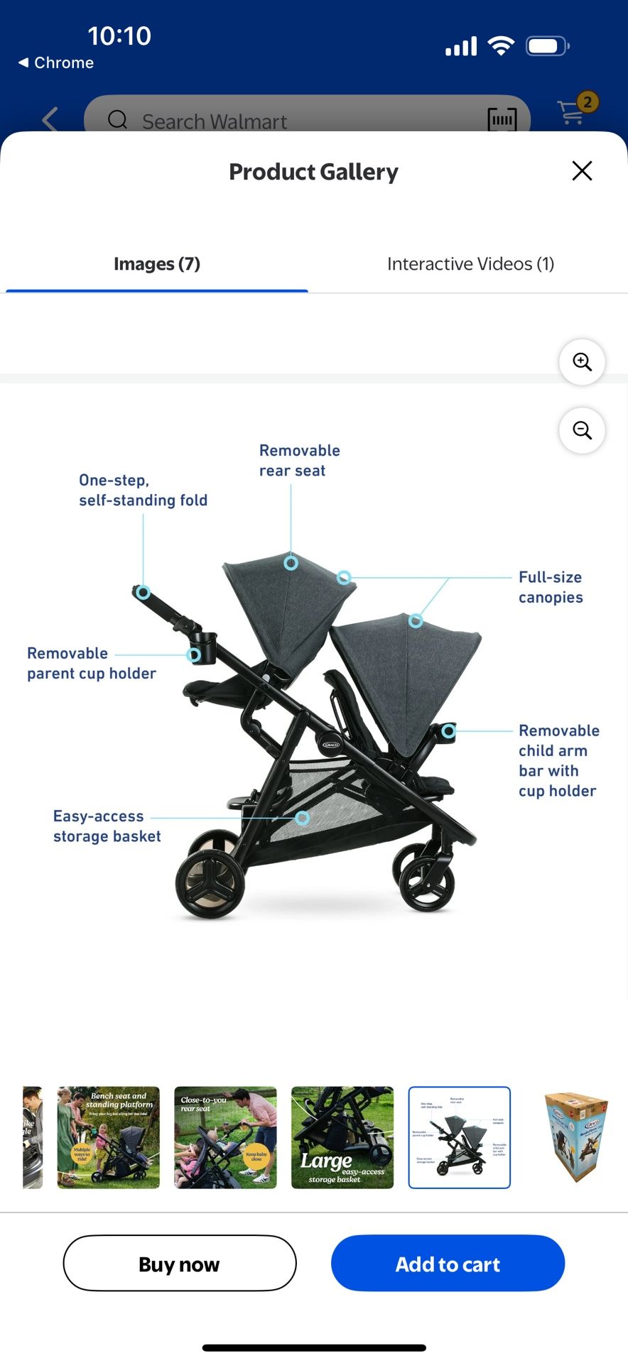 Stroller 2 In 1 Graco Ready2Grow 2.0 Double Infant Stroller, Unisex