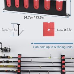 Horizontal Fishing Rod Rack Holders Wall-mounted Fish Pole Holder for Garage & Boat 6-Rod Storage Racks -1 Pair Rod Holder Rod Holder