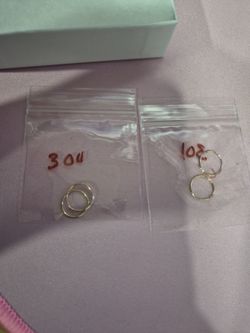 Two hoops small earrings 10k solid gold