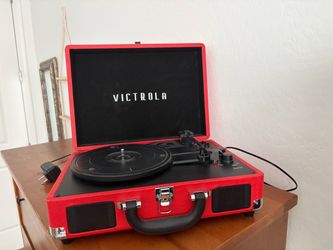 Red Victrola Record Player