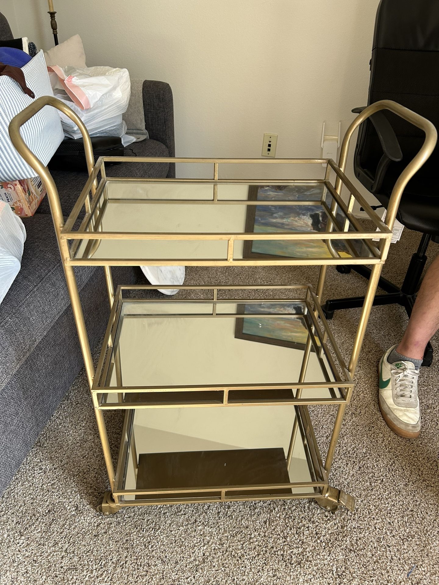 Gold And Mirror Bar Cart