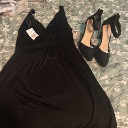 Women Dress Color Black Brand HM Size us 6 Regular Price 24  Black Heels Size 7.5 