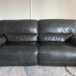 Manual Leather Reclining Sofa 