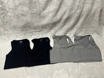 4 Women’s black gray stretch ribbed seamless bralette bra size small medium
