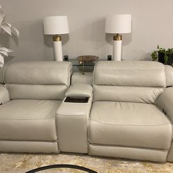 Cream Colored Leather Recliner Couch 