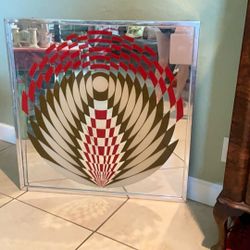 1980S  Vintage  Mcm  Mirror Art  Optic  Large  Psychedelic  Vintage Art Op  31 X 31