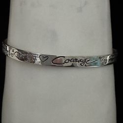 Sterling Silver ~5mm Wide Courage Inspirational Cuff Bracelet 