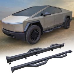 Autekcomma Detachable Running Boards Side Steps For Tesla Cybertruck Foundation/Cyberbeast,600lbs Loading Weight Black Matte Power Coating Made Of Car