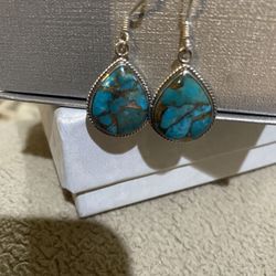 Beautiful Turquoise Silver Earrings - New!