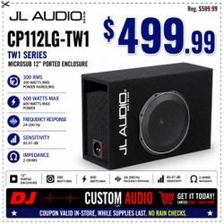 JL Audio TW1 Series Shallow Bass Speaker 12" 12TW1 Ported Box 600 Watts CP112LG-TW1 🚨 Payment Options Available 🚨 No Credit Needed 🚨