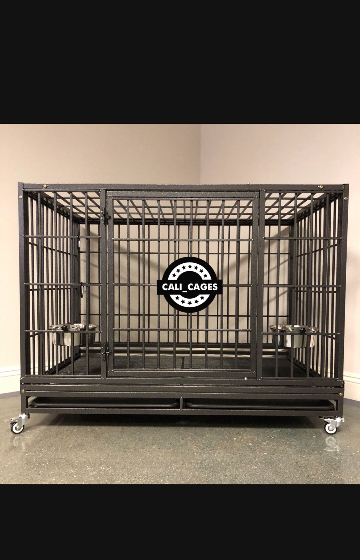Dog Cage Kennel Size XL Heavy Duty With Grid Tray And Feeding Bowls New In Box π¦