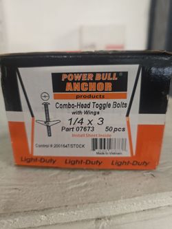 Toggle Bolts. 1/4 x3