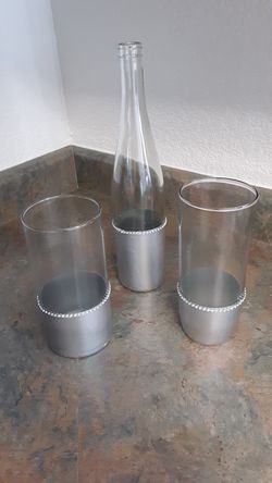 Silver glass vases