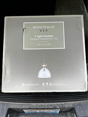 1-Light Gold Oversized Pendant Light Fixture with Clear Glass Shade