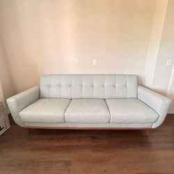 Modern Living Room Set – Gray Sofas & Glass Coffee Table