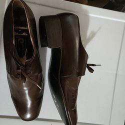 Pierre Cardin Briwn Leather Shoes Men Size 8 New
