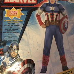 Marvel Captain America Deluxe Avengers  muscle costume boys size Large new