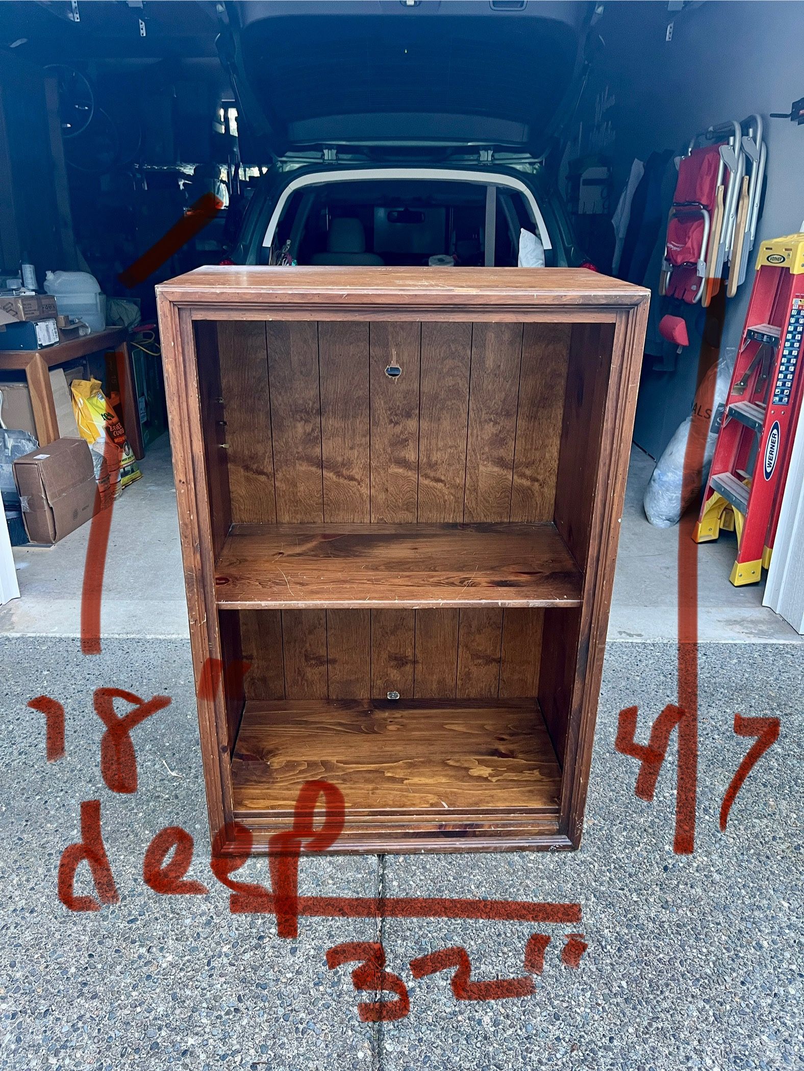 Free Solid Wood Bookcase With 2 Extra Shelves 47”x32”x18”