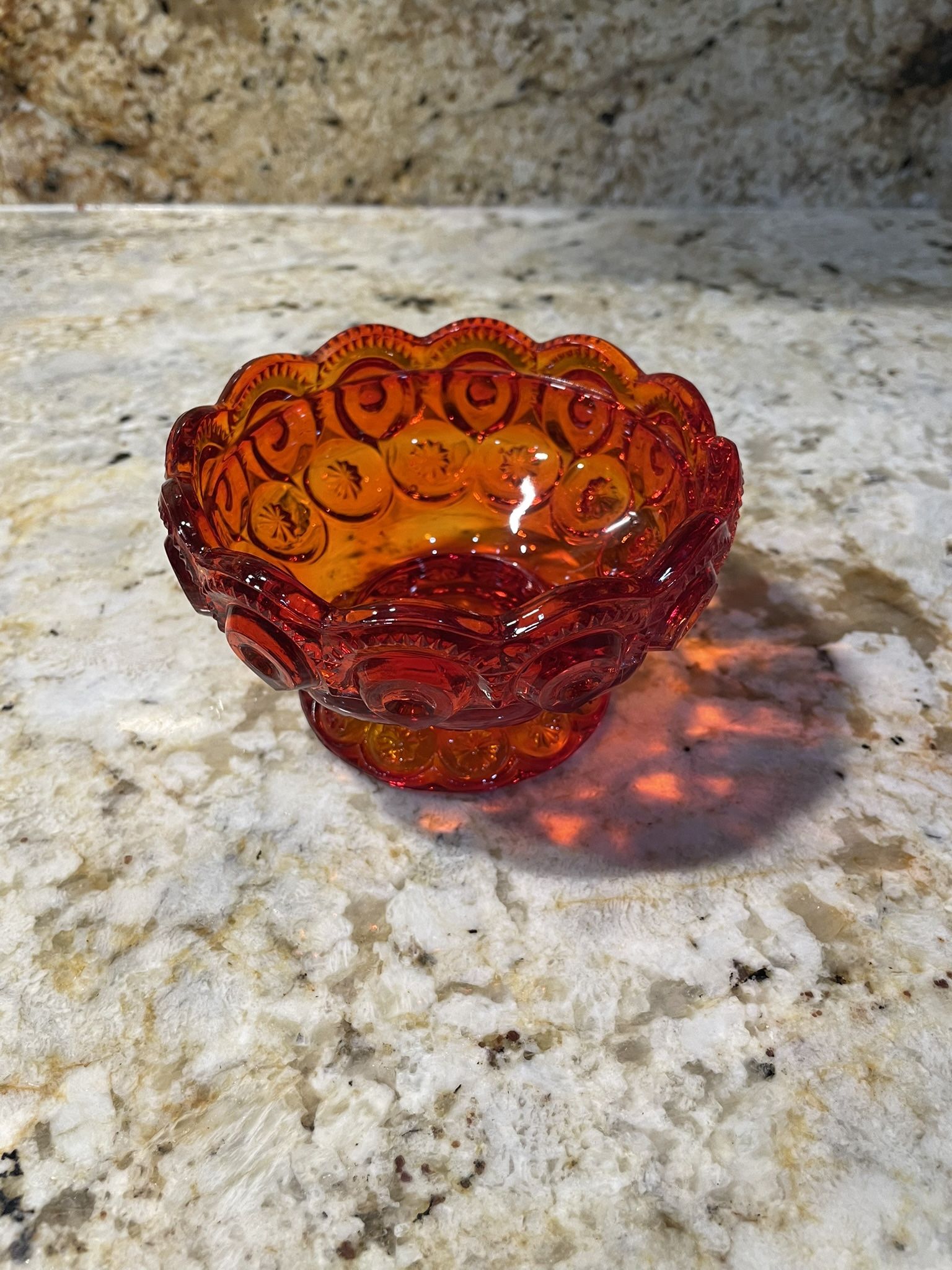 Vintage L.E. Smith Moon and Star Amberina Glass Candy/Trinket Dish