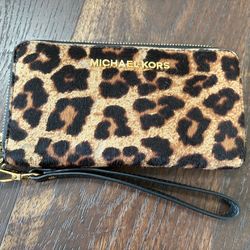 Michael Kors Leopard Wristlet Wallet