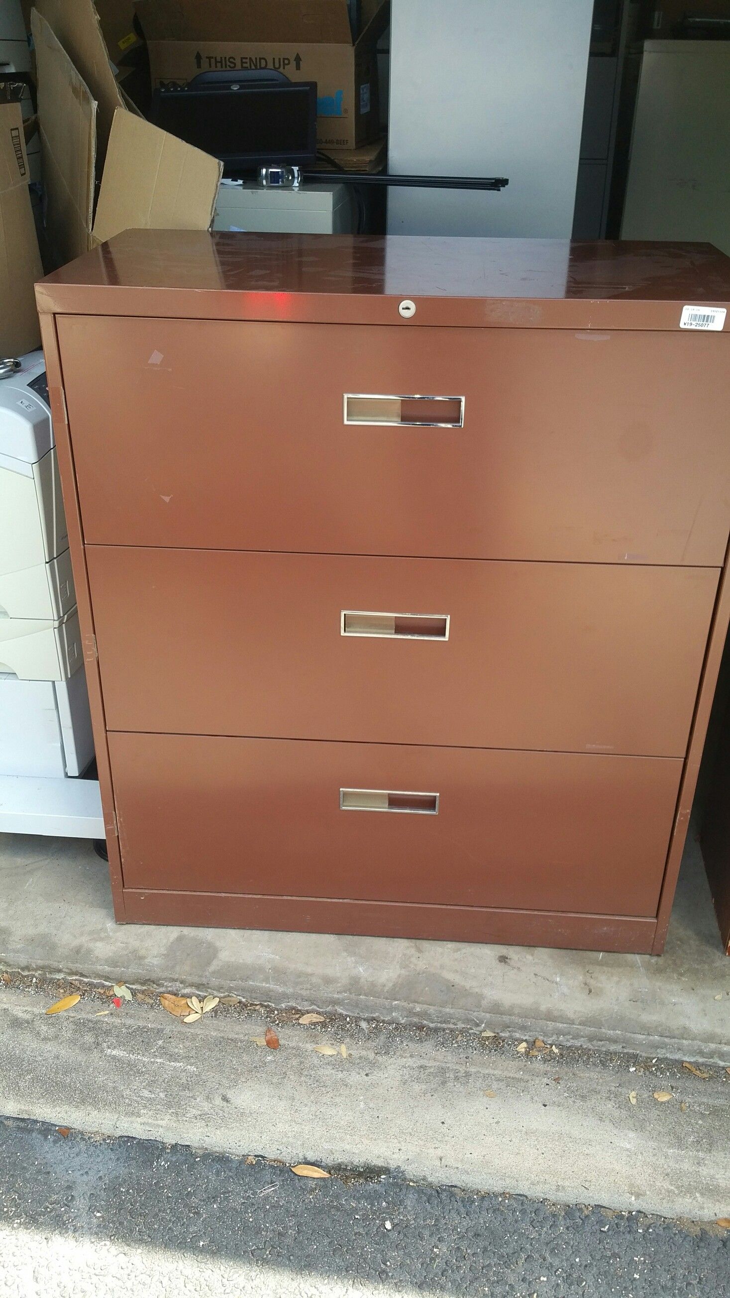 Steelcase 3 Drawer Lateral File Cabinet with KEY