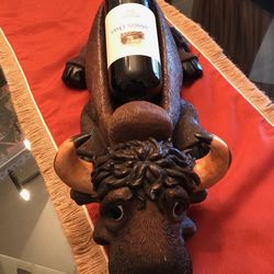 REDECORATING SALE - HOME DECOR- Buffalo Wine Bottle Display Holder
