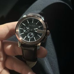 G Chrono Xl Brown Leather Gucci Watch 