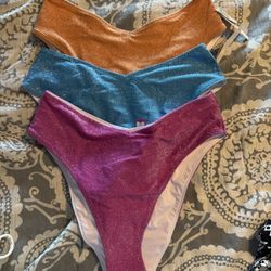 3 Brand New Medium Pink Victoria Secret Swimsuit Bottoms 