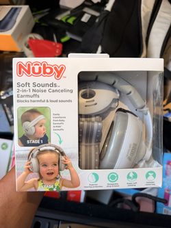 Nuby Soft Sounds 2-In-1 Noise Canceling Earmuffs, Open Box, Brand New