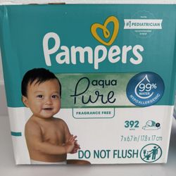 Pampers Aqua Pure Baby Wipes Unscented, 7-Pack, 392 Total Count 