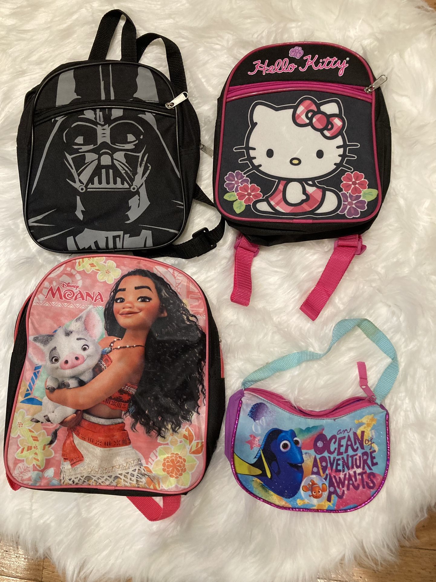 Hello Kitty Moana Star Wars Finding Nemo Bag Travel Backpack Bundle Set Kids Bag
